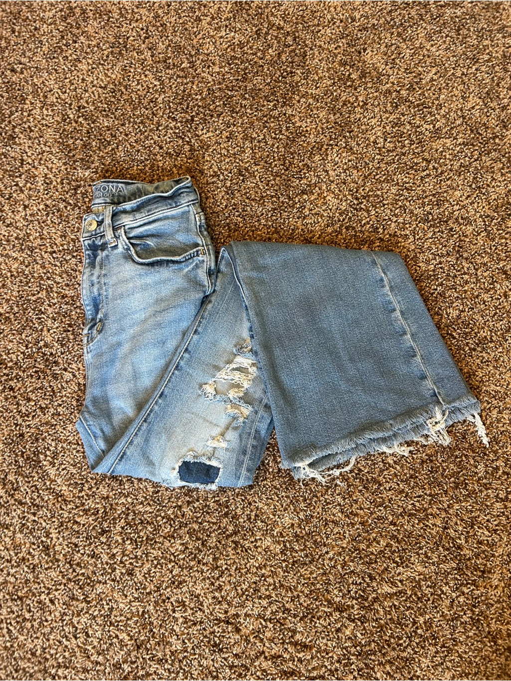 Arizona Jean Company Blue Distressed Flare Style Jeans